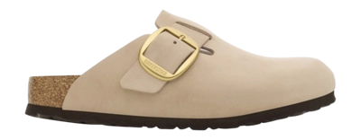 Clogs Birkenstock Boston Big Buckle Nubuk Leather Damen Sandcastle Narrow