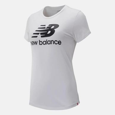 T-Shirt New Balance Essentials Stacked Logo Tee White Black Damen