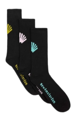 Socks New Amsterdam Surf Association Logo Black (3 Pack)