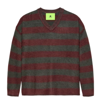 Sweater New Amsterdam Surf Association Straight Fit V-Neck Antra Brown Stripes