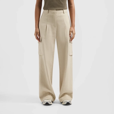 Pants Olaf Hussein Women Linen Cargo Oatmeal
