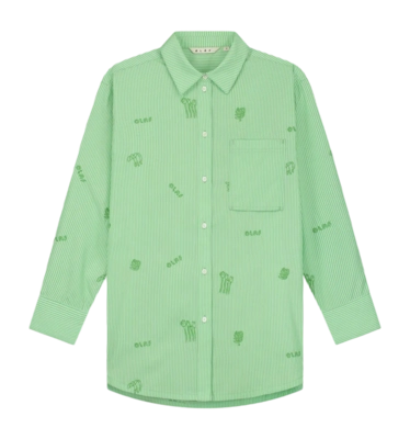 Shirt Olaf Hussein Women Stripe Embro Green Stripe