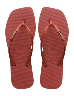 Slipper Havaianas Women Square Logo Metallic Mahogany