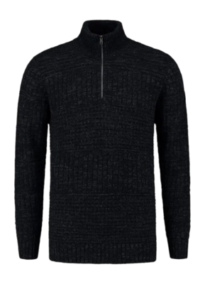 Trui Blue Loop Men Harlingen Half Zip Sweater Navy Melange