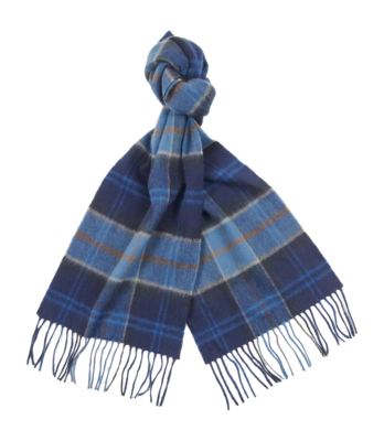 Sjaal Barbour Unisex Wool Cashmere Tartan Scarf Midnight