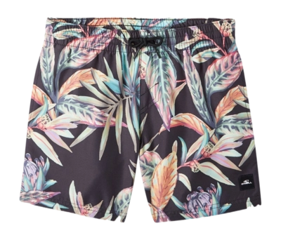 Maillot de Bain O'Neill Boys Cali Print 13 inch Black Tropical Flower