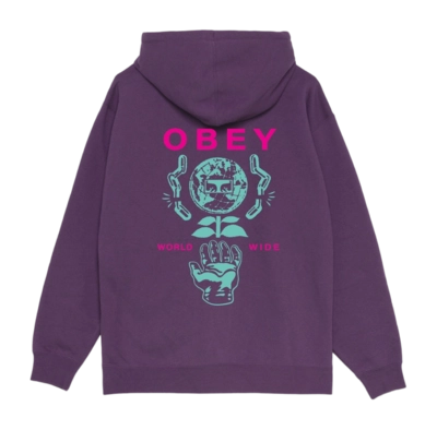 Hoodie Obey Men Obey Helping Hand Plum Perfect Sneaker District COM