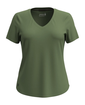 T-Shirt Smartwool Women Active Ultralite V-Neck Short Sleeve Fern Green