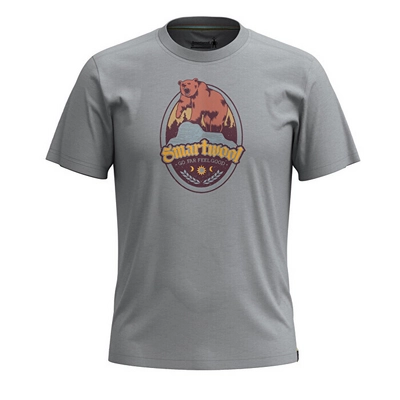 T-Shirt Smartwool Bear Label Graphic Short Sleeve Tee Slim Fit Unisex Light Gray Heather