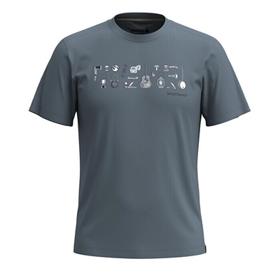 T-Shirt Smartwool Unisex Gone Camping Graphic Short Sleeve Tee Slim Fit Pewter Blue