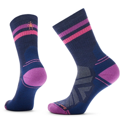 Chaussettes Randonnée Smartwool Women HikeLight Cushion Tube Stripe Crew Socks Deep Navy-Power Pink