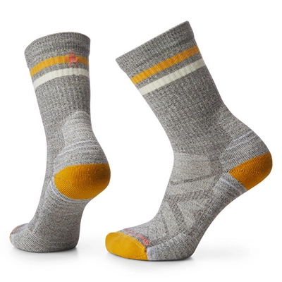 Hiking Socks Smartwool Women Hike Light Cushion Tube Stripe Crew Socks Taupe-Natural Marl