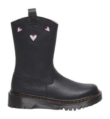 Stiefel Dr. Martens Bex Heart P-O Boot Mädchen Black Classic Nappa Pale Pink Patent Lamper