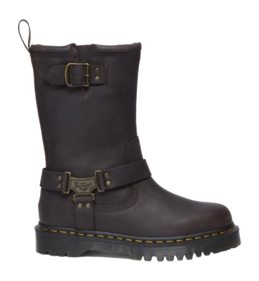 Stiefel Dr. Martens Anistone Hi Damen Dark Brown Burnished Waxy Pull Up