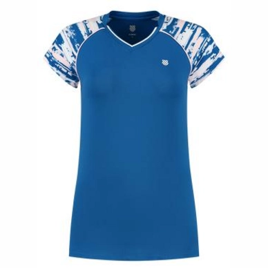 Tennisshirt K-Swiss Hypercourt Cap Sleeve 2 Classic Blue Print Damen
