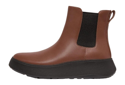 FitFlop Women F-Mode Leather Flatform Chelsea Boots Rich Brown