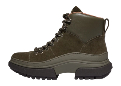 FitFlop Women Wylder Lace Up Boot Suede Deep Olive