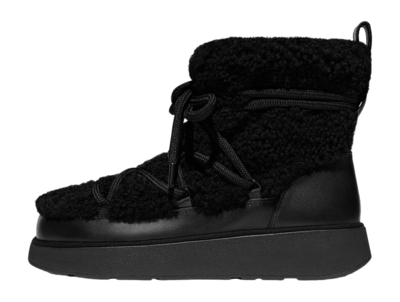 FitFlop Women Gen-FF X Roksanda Curly Shearling Lace Ankle Boots Black