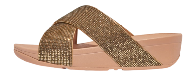 Slipper FitFlop Lulu Cross Slide Glitterball Damen Old Gold