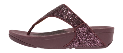 FitFlop Women Lulu Glitter Toe-Thongs PU Glitter Metallic Mauve Wine