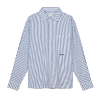 Shirt Olaf Hussein Men Seersucker Boxy Blue/White
