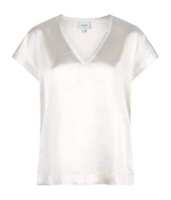 T-Shirt Dante6 D6Luiza Satin V-Neck Damen Butter Cream