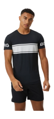 Tennis Shirt Björn Borg Men Borg T-Shirt Stripe Black Beauty