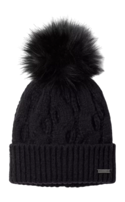 Muts Columbia Women Boundless Days Cable Knit Pom Beanie Black