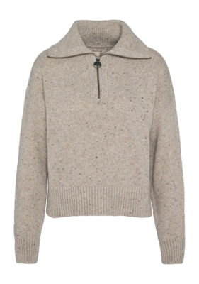 Pull Barbour Femme Lavensdale Half Zip Knitted Jumper Oatmeal
