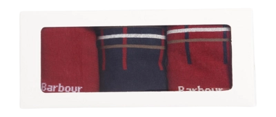 Chaussettes Barbour Homme Tartan Coffret Cadeau Cranberry (3 Paquets)