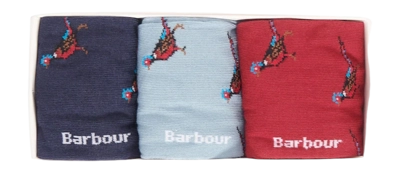 Chaussettes Barbour Men Pheasant Socks Gift Box Blue Granite