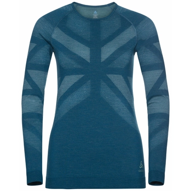 Unterhemd Odlo BL Top Crew Neck LS Kinship Warm Submerged Melange Damen