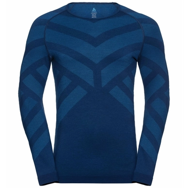 Unterhemd Odlo BL Top Crew Neck LS Kinship Warm Estate Blue Melange Herren