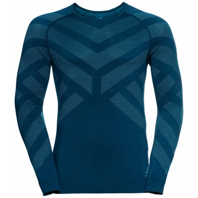 Unterziehshirt Odlo BL Top Crew Neck LS Kinship Warm Deep Dive Melange Herren
