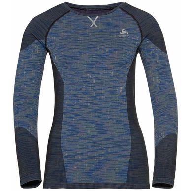 Unterhemd Odlo BL Top Crew Neck LS Blackcomb Blue Tattoo Space Dye Damen