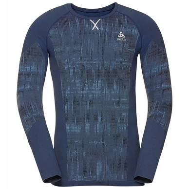 Unterhemd Odlo BL Top Crew Neck LS Blackcomb Estate Blue Herren