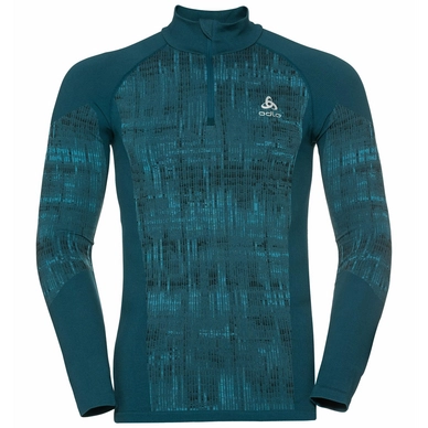 Ondershirt Odlo Men BL Top Turtle Neck LS Half Zip Blackcomb Submerged