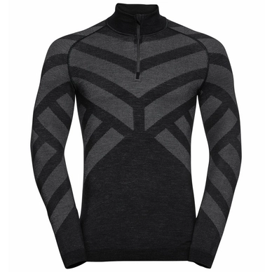 Maillot de Corps Odlo Men BL Top Turtle Neck LS Half Zip Kinship Black Melange