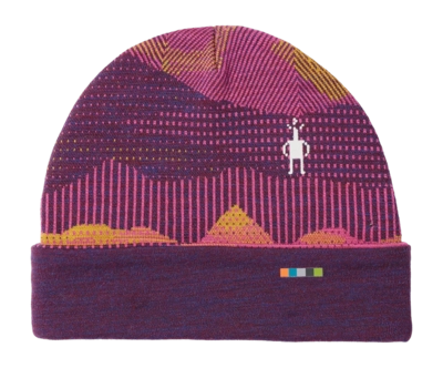 Bonnet Smartwool Kids Thermal Merino Reversible Cuffed Beanie Purple Iris Mtn Scape (L/XL)
