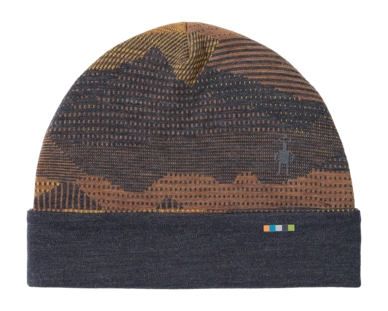 Bonnet Smartwool Unisexe Thermal Merino Reversible Cuffed Beanie Charcoal Mtn Scape