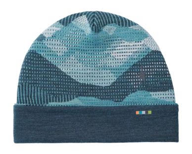 Bonnet Smartwool Unisexe Thermal Merino Reversible Cuffed Beanie Twilight Blue Mtn Scape