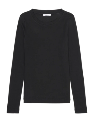 Pullover Knowledge Cotton Apparel Damen Rib Scoop Neck Long Sleeved Night Sky