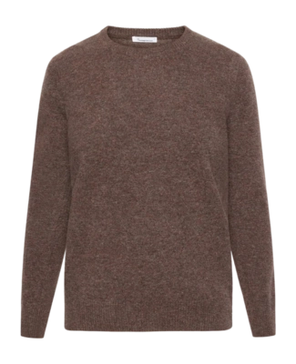 Pull Knowledge Cotton Apparel Women Lambswool Crew Neck Demitasse Brown