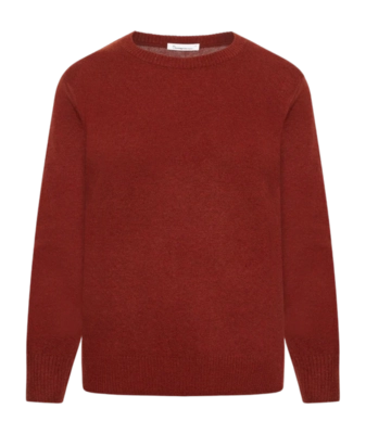 Pull Knowledge Cotton Apparel Women Lambswool Crew Neck Fired Brick