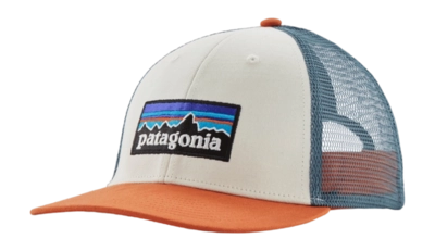 Patagonia Unisex P-6 Logo LoPro Trucker Hat White with Redtail Rust 25