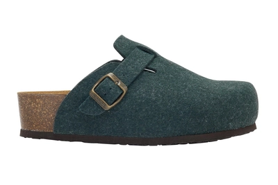 Klomp Scholl Women Charlene Buckle Felt Dark Green