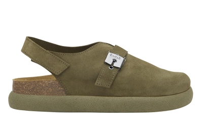 Klomp Scholl Women Adele Suede Sa Khaki