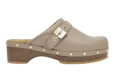 Clog Scholl Pescura Clog 50 Cork Leather Damen Dark Beige