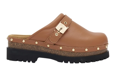 Klomp Scholl Women Cindy Cork Leather Cognac
