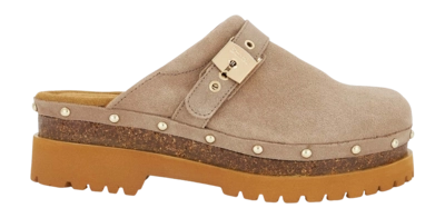 Clog Scholl Cindy Cork Suede Sa Damen Dark Beige